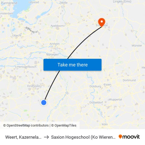 Weert, Kazernelaan to Saxion Hogeschool (Ko Wierenga) map