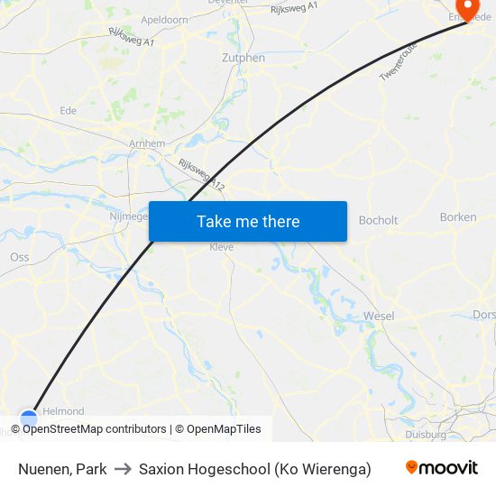 Nuenen, Park to Saxion Hogeschool (Ko Wierenga) map