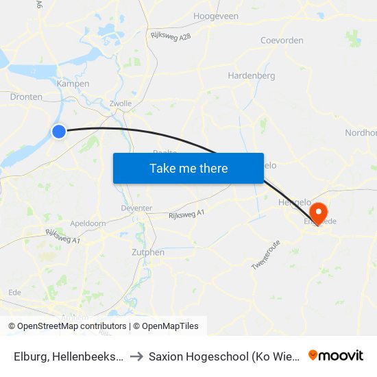 Elburg, Hellenbeekstraat to Saxion Hogeschool (Ko Wierenga) map