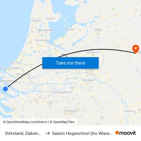 Dirksland, Ziekenhuis to Saxion Hogeschool (Ko Wierenga) map