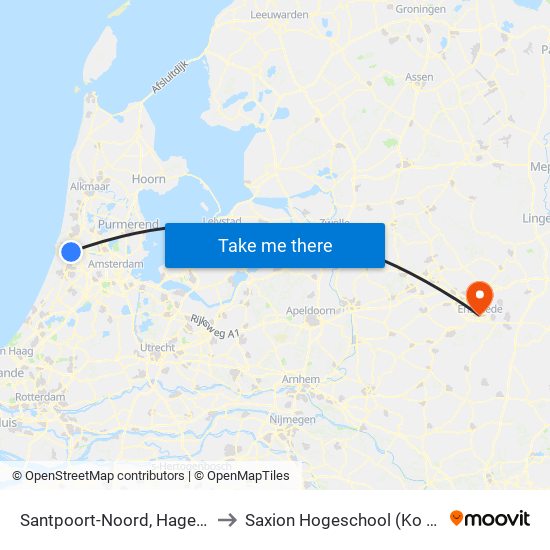 Santpoort-Noord, Hagelingerweg to Saxion Hogeschool (Ko Wierenga) map