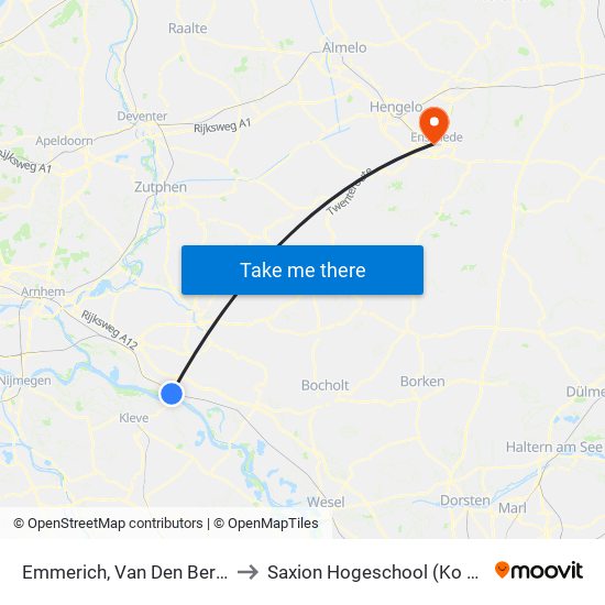 Emmerich, Van Den Berghstraße to Saxion Hogeschool (Ko Wierenga) map