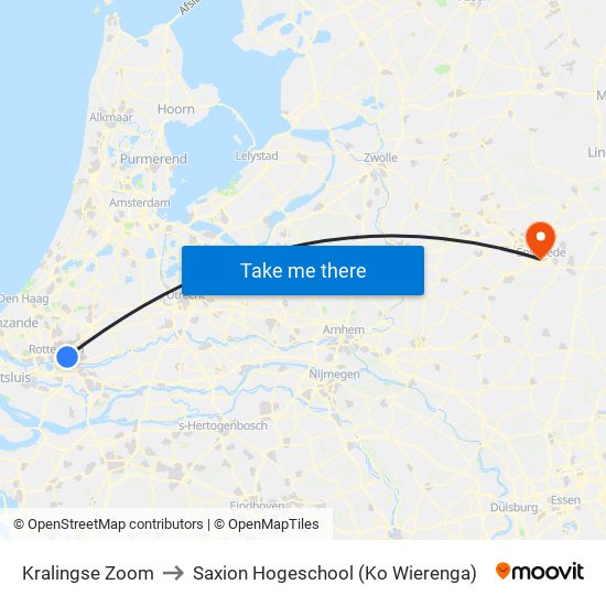 Kralingse Zoom to Saxion Hogeschool (Ko Wierenga) map