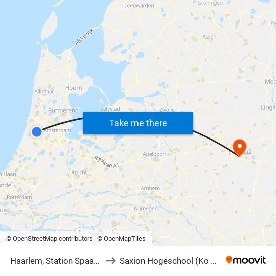 Haarlem, Station Spaarnwoude to Saxion Hogeschool (Ko Wierenga) map