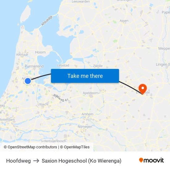 Hoofdweg to Saxion Hogeschool (Ko Wierenga) map