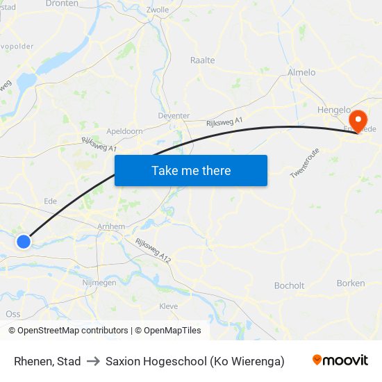 Rhenen, Stad to Saxion Hogeschool (Ko Wierenga) map