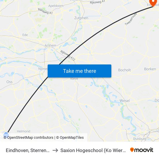 Eindhoven, Sterrenlaan to Saxion Hogeschool (Ko Wierenga) map