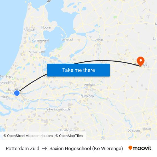 Rotterdam Zuid to Saxion Hogeschool (Ko Wierenga) map