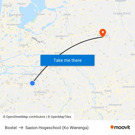 Boxtel to Saxion Hogeschool (Ko Wierenga) map