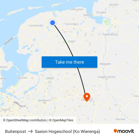 Buitenpost to Saxion Hogeschool (Ko Wierenga) map