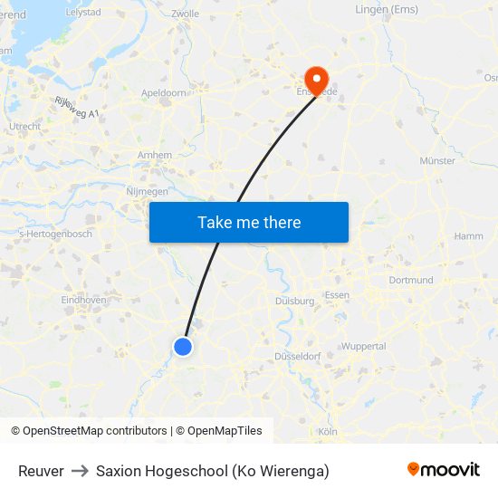 Reuver to Saxion Hogeschool (Ko Wierenga) map