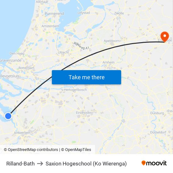 Rilland-Bath to Saxion Hogeschool (Ko Wierenga) map