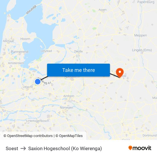 Soest to Saxion Hogeschool (Ko Wierenga) map