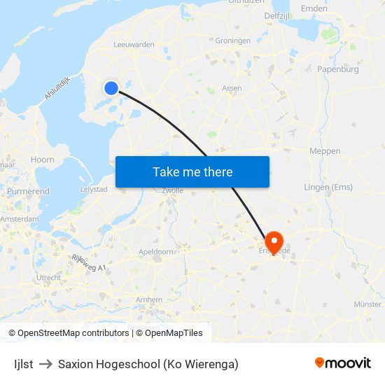Ijlst to Saxion Hogeschool (Ko Wierenga) map