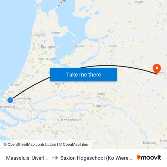 Maassluis, Uiverlaan to Saxion Hogeschool (Ko Wierenga) map