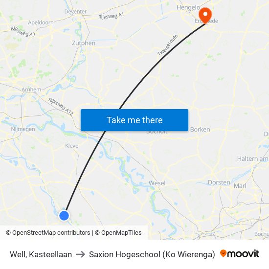 Well, Kasteellaan to Saxion Hogeschool (Ko Wierenga) map