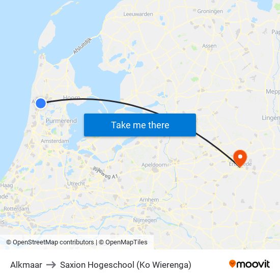 Alkmaar to Saxion Hogeschool (Ko Wierenga) map