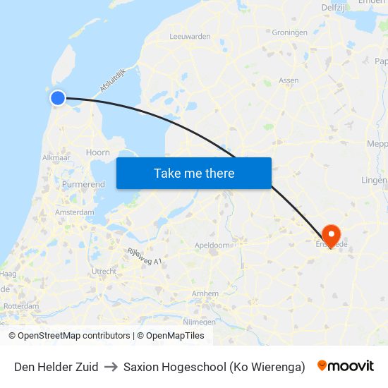 Den Helder Zuid to Saxion Hogeschool (Ko Wierenga) map