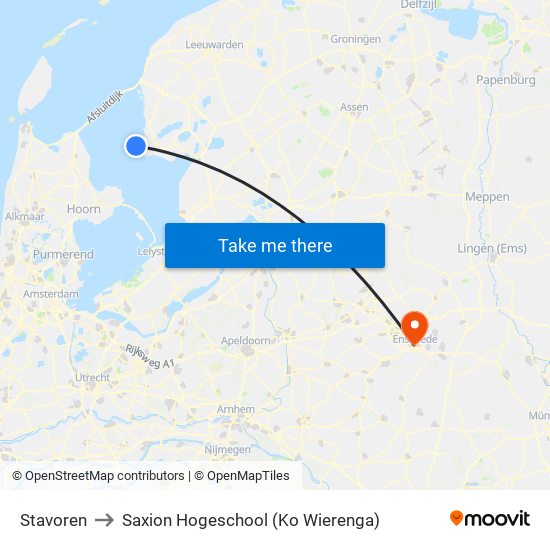 Stavoren to Saxion Hogeschool (Ko Wierenga) map