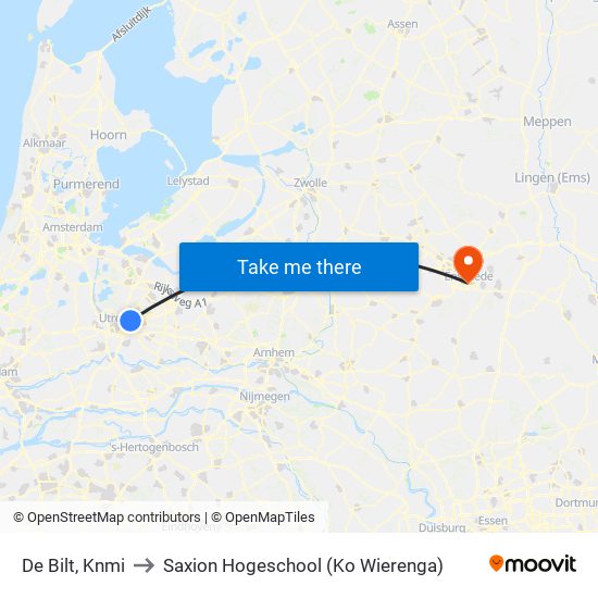 De Bilt, Knmi to Saxion Hogeschool (Ko Wierenga) map