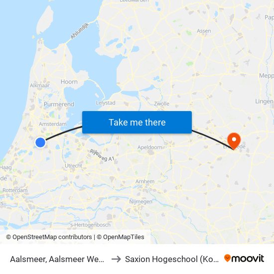Aalsmeer, Aalsmeer West/Centrum to Saxion Hogeschool (Ko Wierenga) map