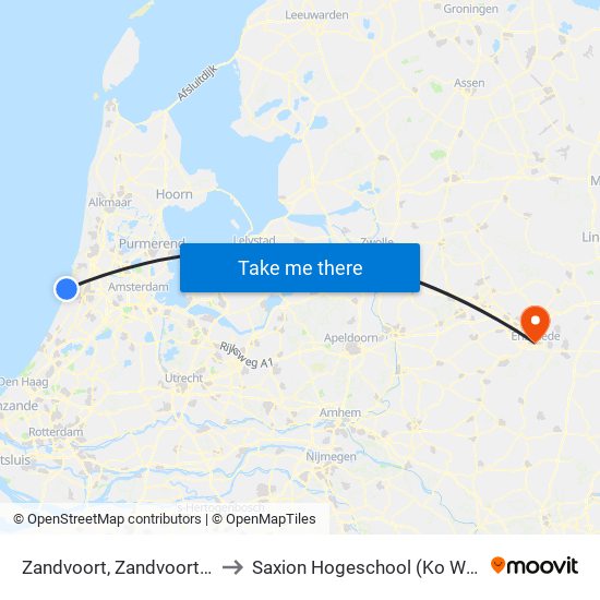 Zandvoort, Zandvoort Circuit to Saxion Hogeschool (Ko Wierenga) map