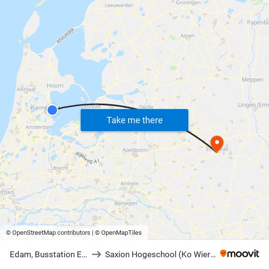 Edam, Busstation Edam to Saxion Hogeschool (Ko Wierenga) map