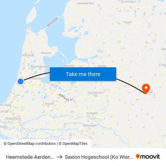 Heemstede-Aerdenhout to Saxion Hogeschool (Ko Wierenga) map