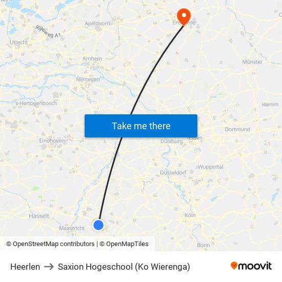 Heerlen to Saxion Hogeschool (Ko Wierenga) map