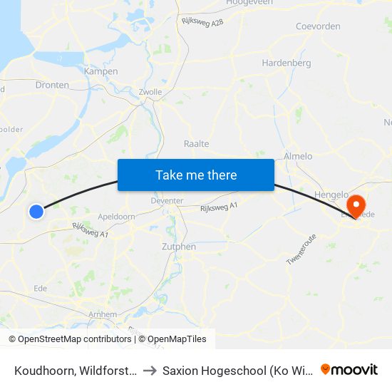 Koudhoorn, Wildforsterweg to Saxion Hogeschool (Ko Wierenga) map