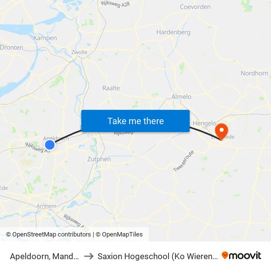 Apeldoorn, Mandala to Saxion Hogeschool (Ko Wierenga) map