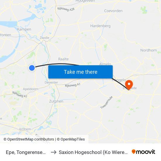 Epe, Tongerenseweg to Saxion Hogeschool (Ko Wierenga) map