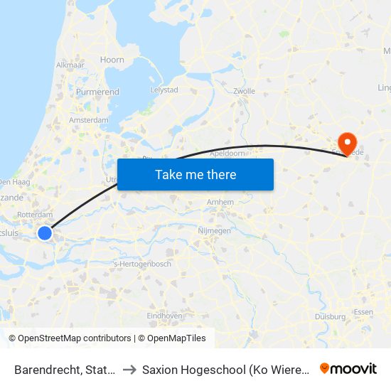 Barendrecht, Station to Saxion Hogeschool (Ko Wierenga) map