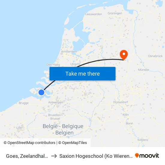 Goes, Zeelandhallen to Saxion Hogeschool (Ko Wierenga) map