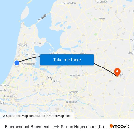 Bloemendaal, Bloemendaal Station to Saxion Hogeschool (Ko Wierenga) map
