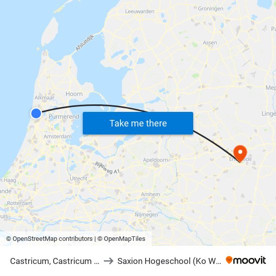 Castricum, Castricum Station to Saxion Hogeschool (Ko Wierenga) map