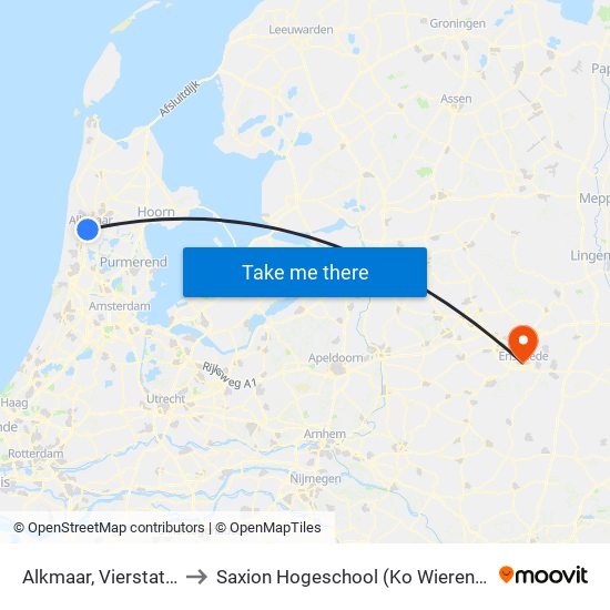 Alkmaar, Vierstaten to Saxion Hogeschool (Ko Wierenga) map