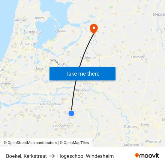 Boekel, Kerkstraat to Hogeschool Windesheim map