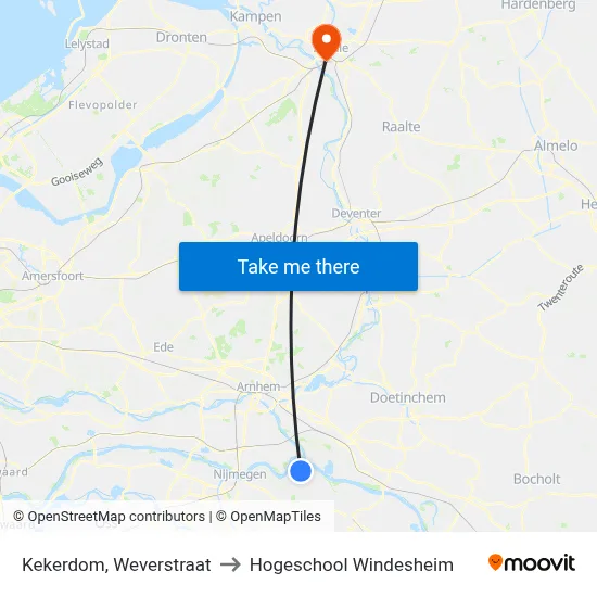 Kekerdom, Weverstraat to Hogeschool Windesheim map