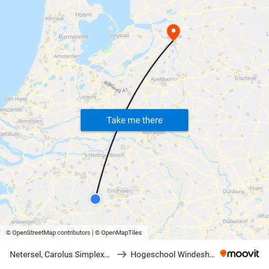 Netersel, Carolus Simplexplein to Hogeschool Windesheim map