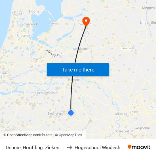 Deurne, Hoofding. Ziekenhuis to Hogeschool Windesheim map