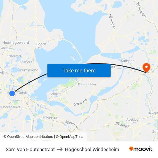 Sam Van Houtenstraat to Hogeschool Windesheim map