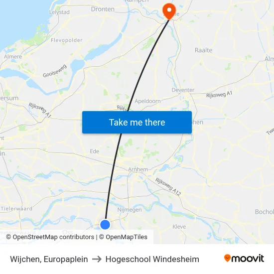 Wijchen, Europaplein to Hogeschool Windesheim map