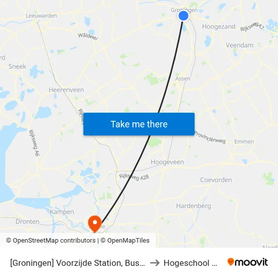 [Groningen] Voorzijde Station, Bushalte A/B, Stationsweg to Hogeschool Windesheim map