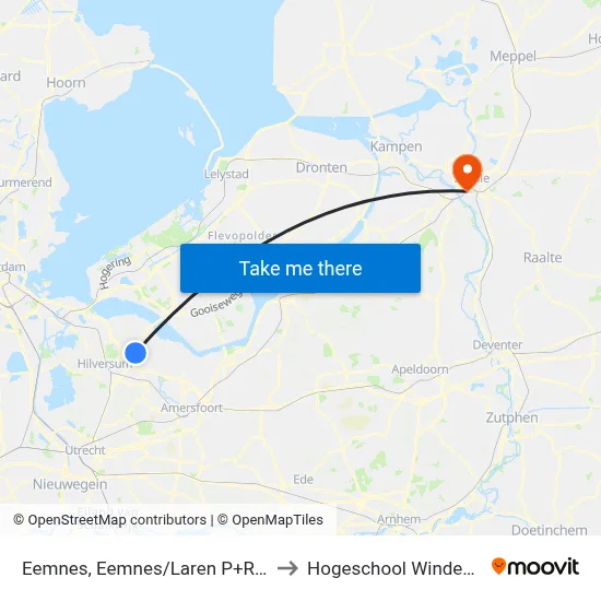 Eemnes, Eemnes/Laren P+R (Oost) to Hogeschool Windesheim map