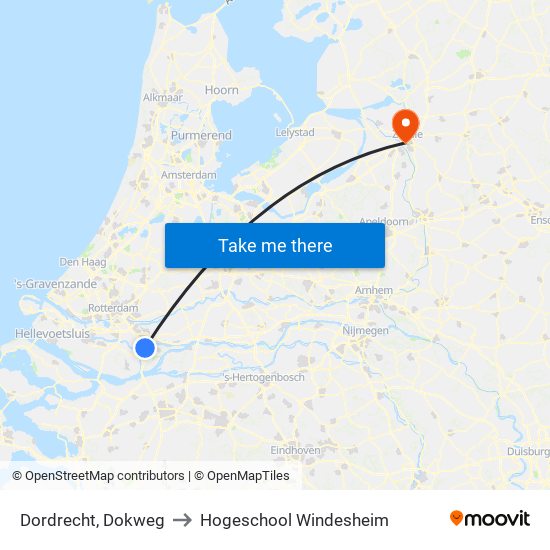 Dordrecht, Dokweg to Hogeschool Windesheim map