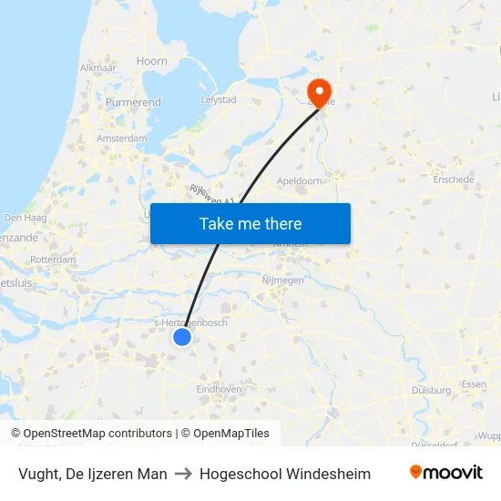 Vught, De Ijzeren Man to Hogeschool Windesheim map