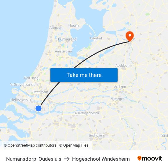 Numansdorp, Oudesluis to Hogeschool Windesheim map