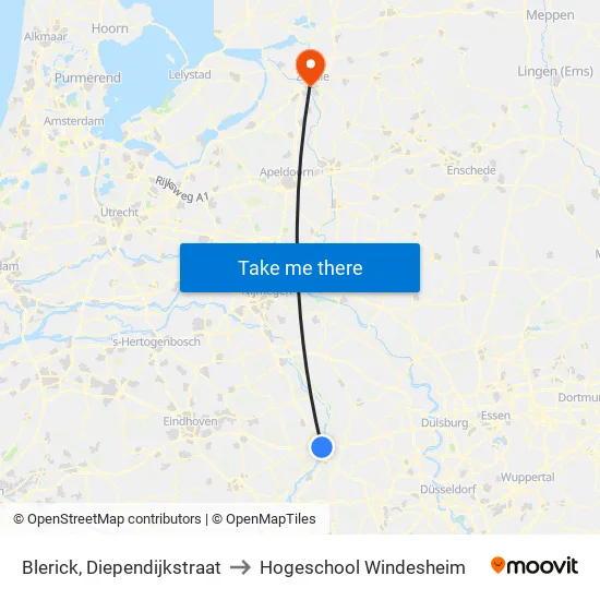 Blerick, Diependijkstraat to Hogeschool Windesheim map