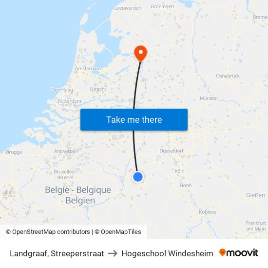 Landgraaf, Streeperstraat to Hogeschool Windesheim map